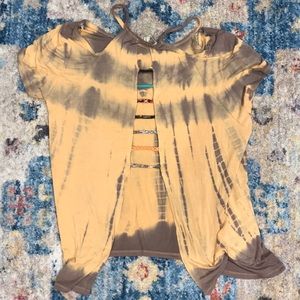Tie dye off the shoulder open back top